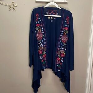 Johnny Was Embroidered Waterfall Cardigan Sz M